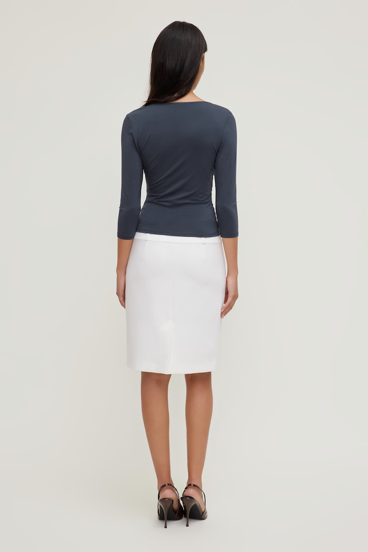 Morgan Plunge 3/4 Sleeve Top India Ink Grey large