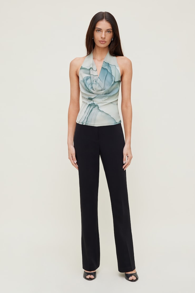 Cowl Neck Mesh Halter Top Blue Marble large