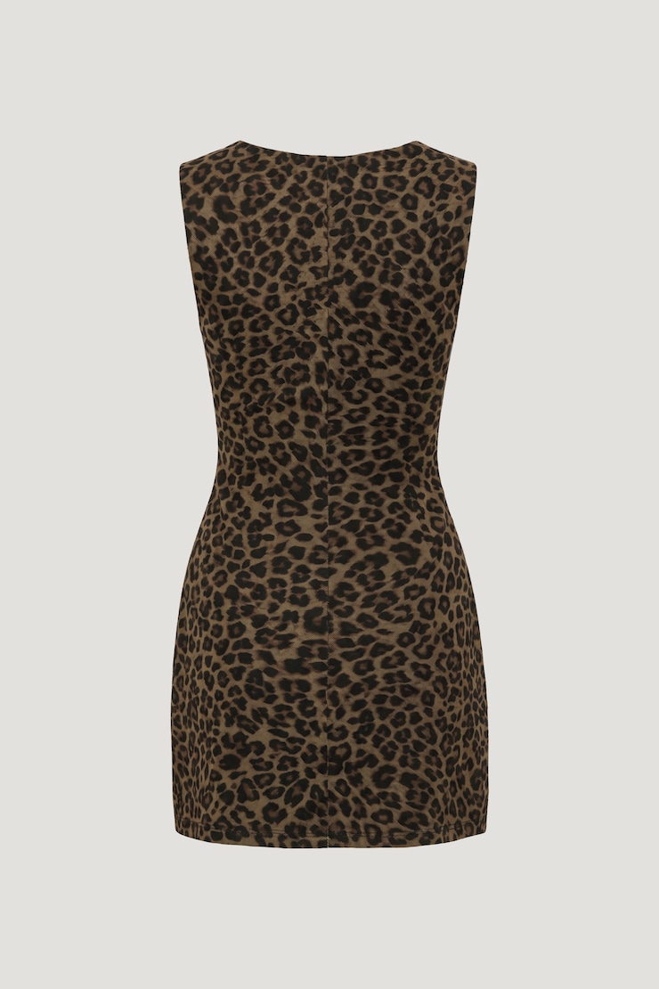 Katia Mesh Mini Dress Leopard Brown large
