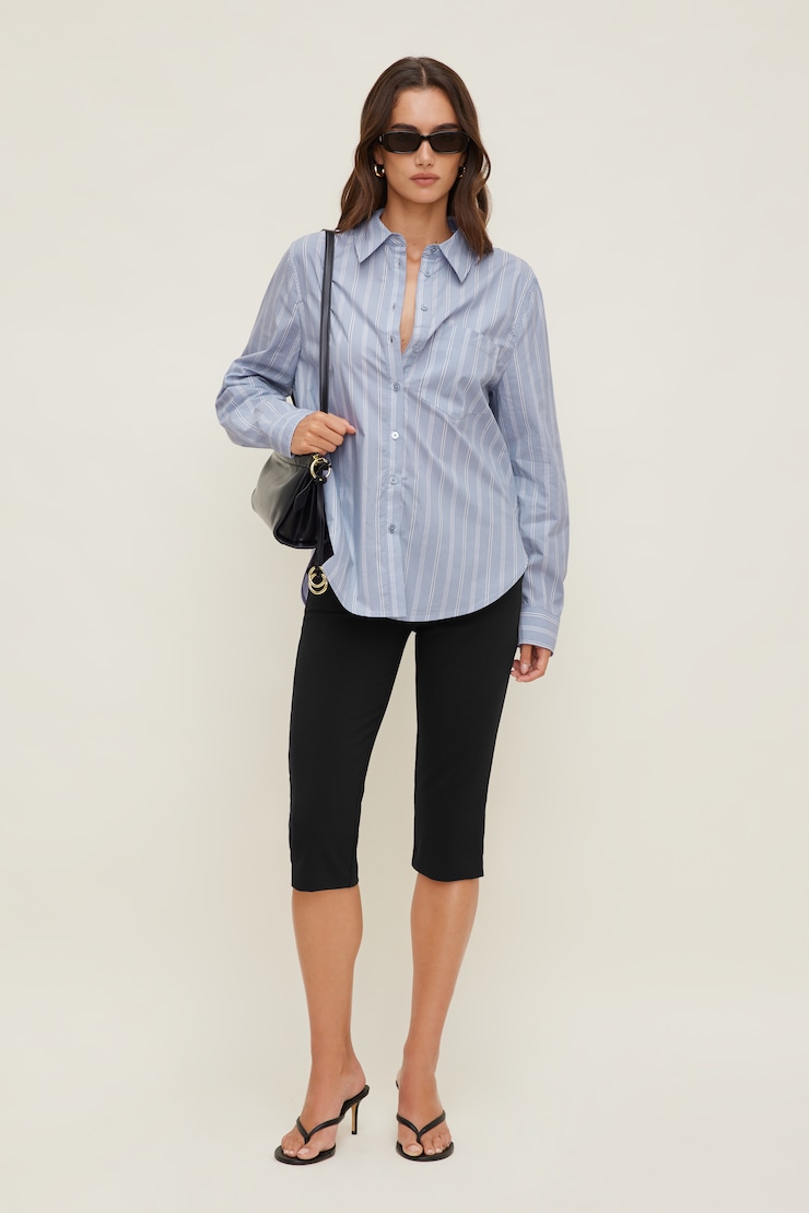 Isla Poplin Shirt Blue / Double White Stripes large