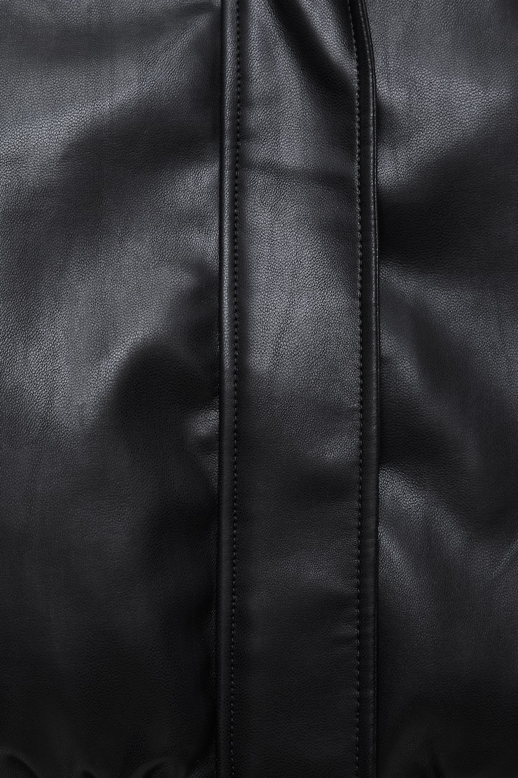 Brynn Faux Leather Bomber Jacket Jet Black large