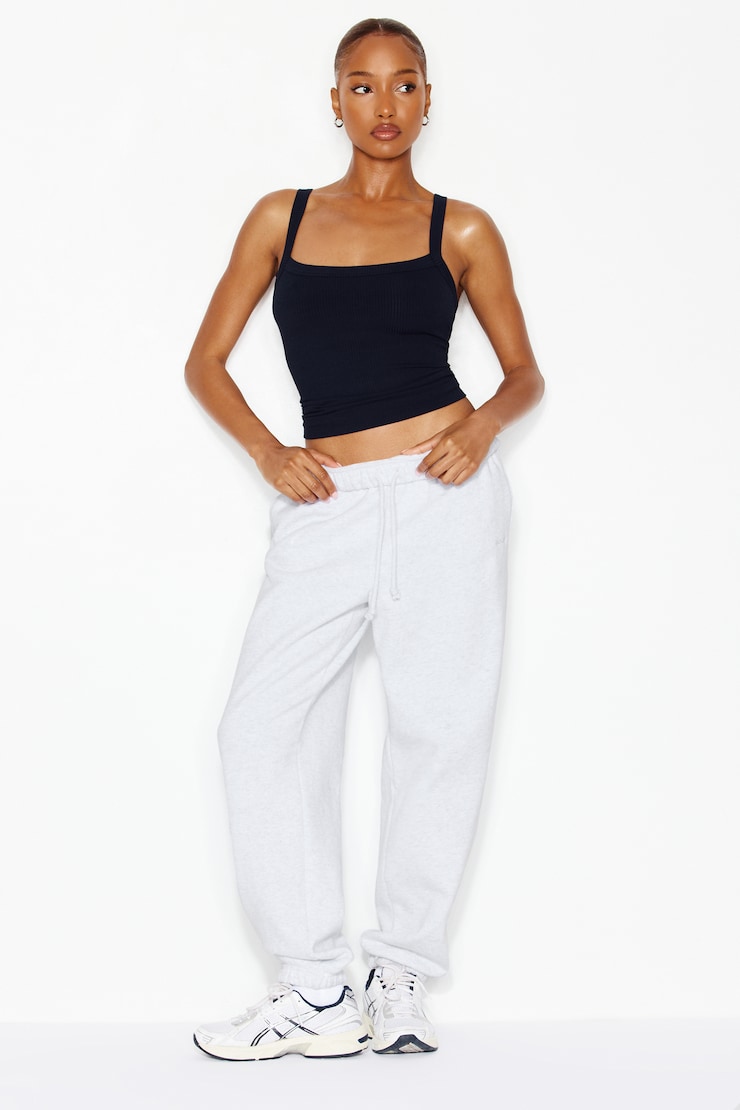 Open Neck Ribbed Cami Top, Naughty Navy, large