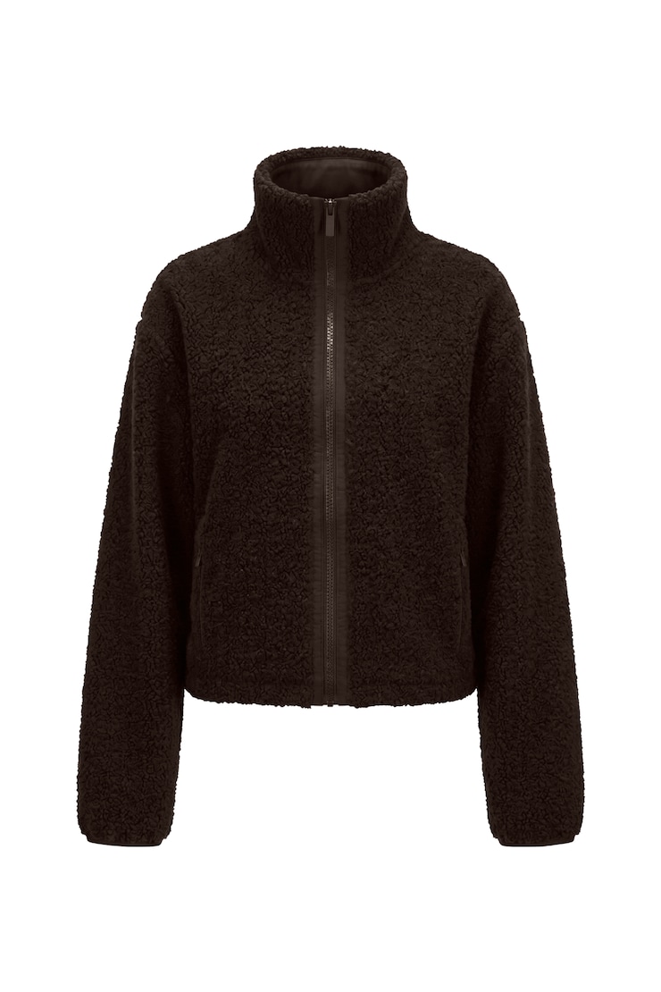 Sherpa Full Zip Jacket, Chocolate Mousse Brown, large