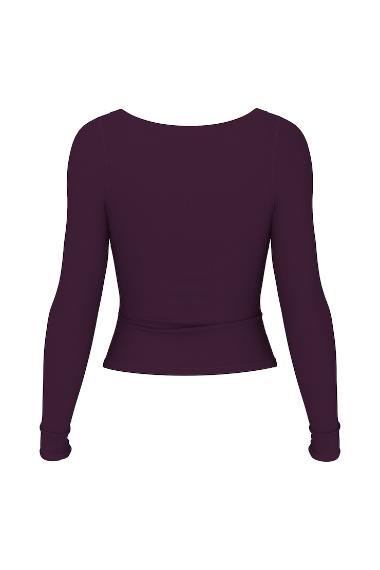 SnatchRib Crossover Longsleeve Top, Wild Berry Maroon, large