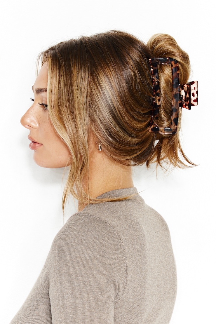 Oversized Rectangle Claw Clip, Untamed Leopard, large
