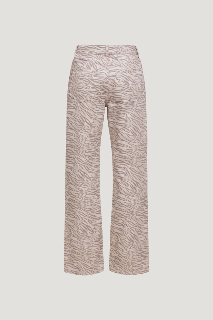 Jean Mika à taille mi-haute et jambe droite décontractée Beige zigre large