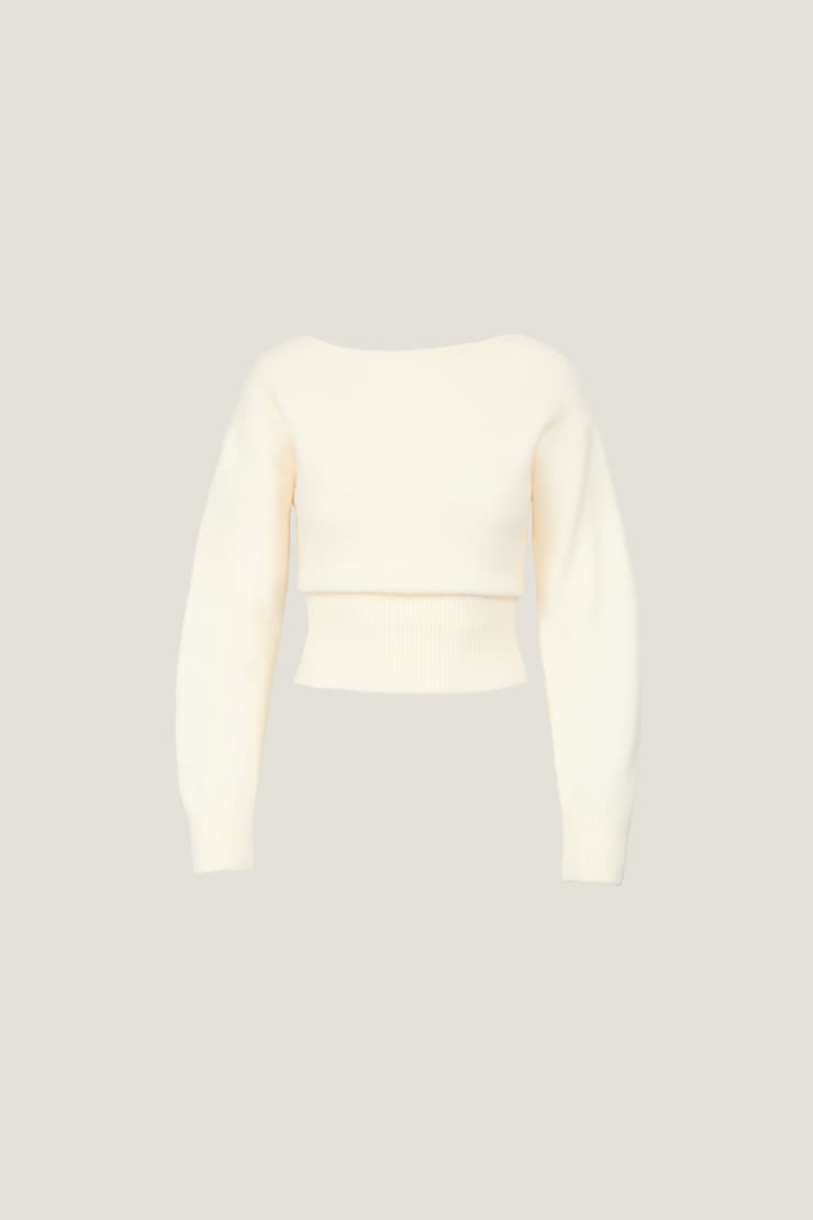 Juliet Cinched Boat Neck Sweater Sea Salt Off White large