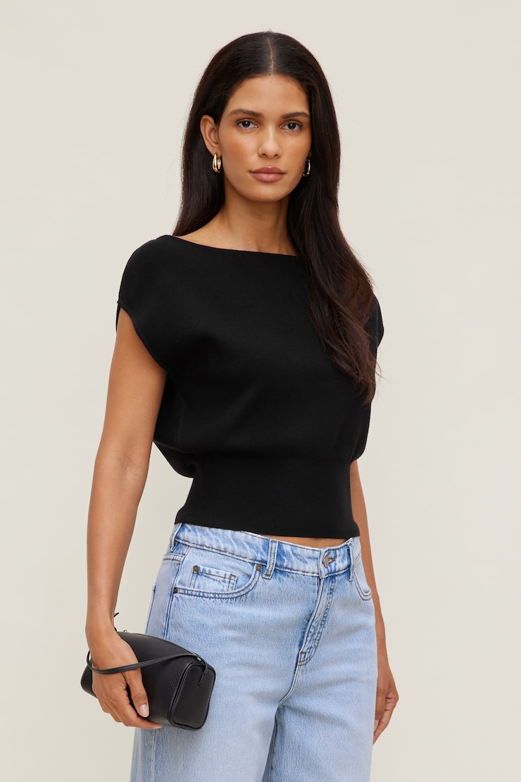Aria Boat Neck Sweater Jet Black large