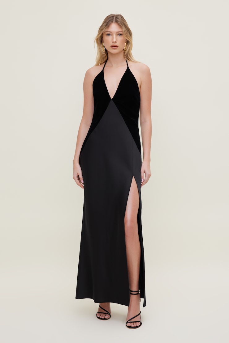 Velvet Satin Maxi Dress