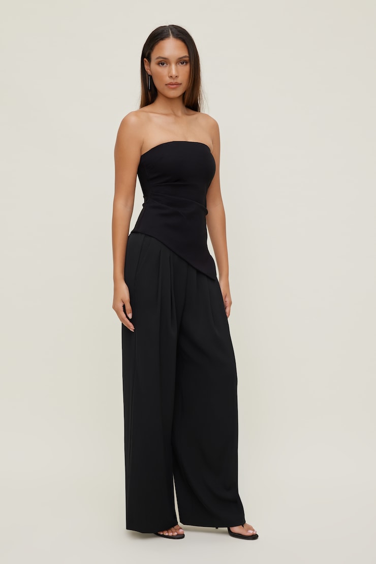 Asymmetric Ponte Tube Top Jet Black large