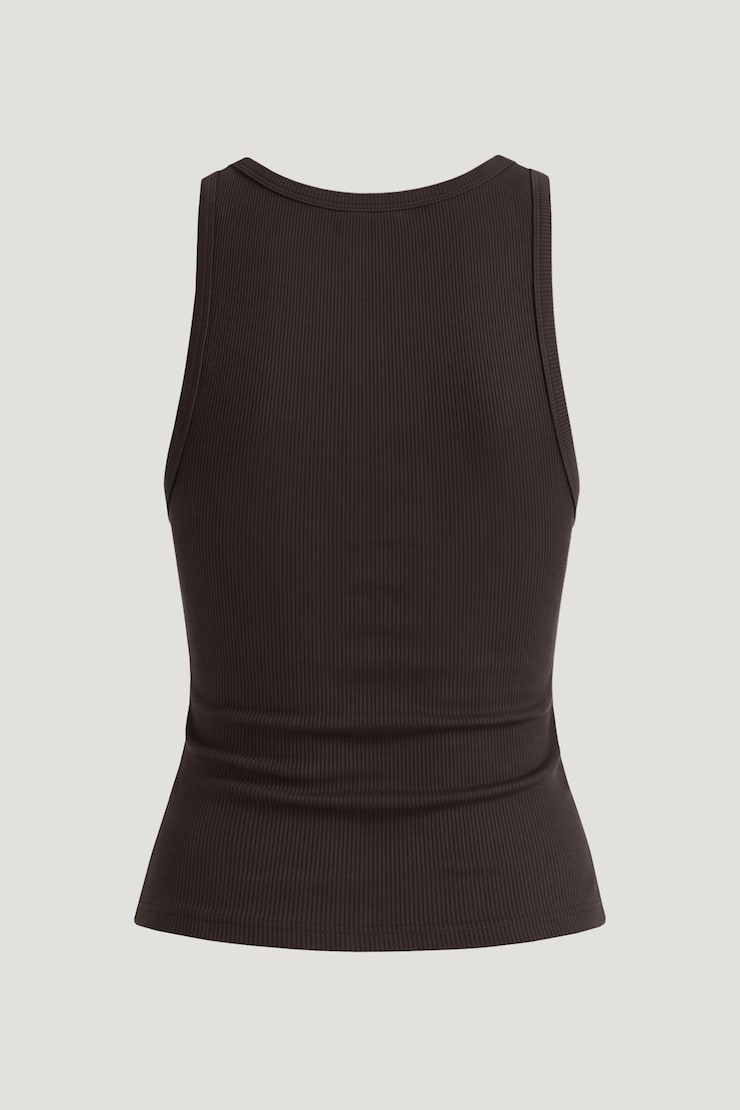 Camisole côtelée Ellie Brun café large