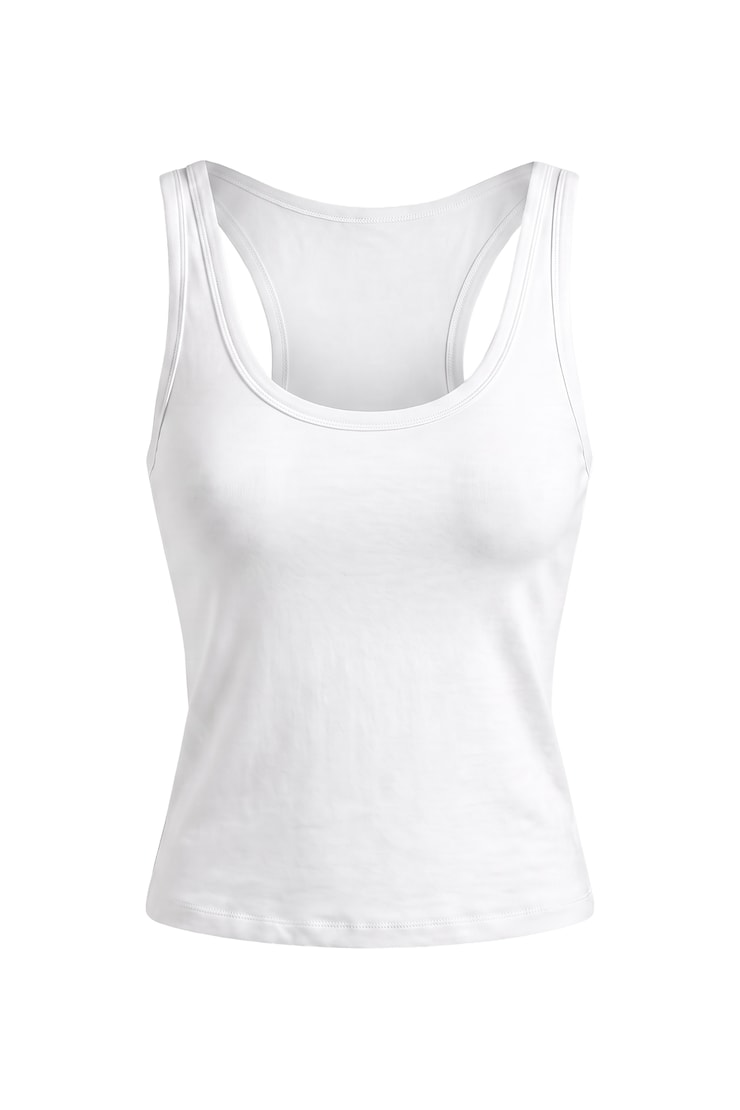 Sleek Scoop Tank Top, Bright White, large