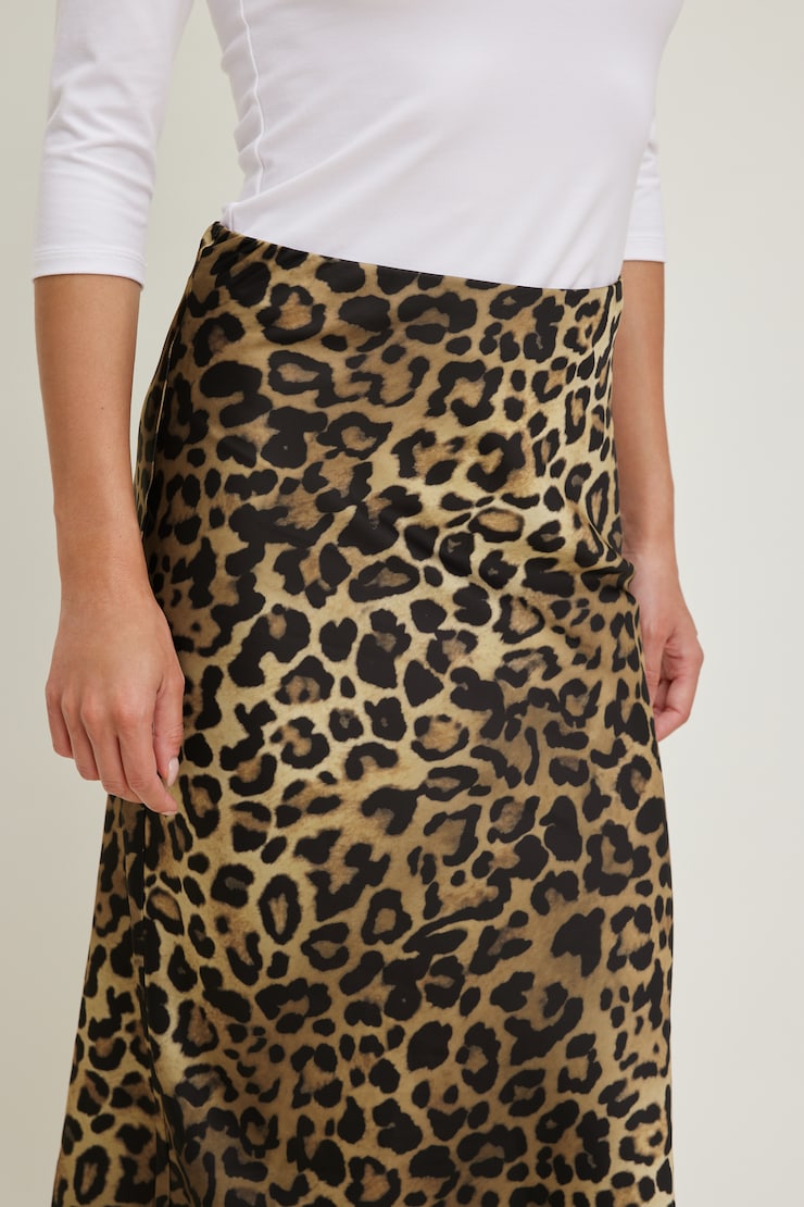 Delila Satin Midi Skirt Leopard Brown large