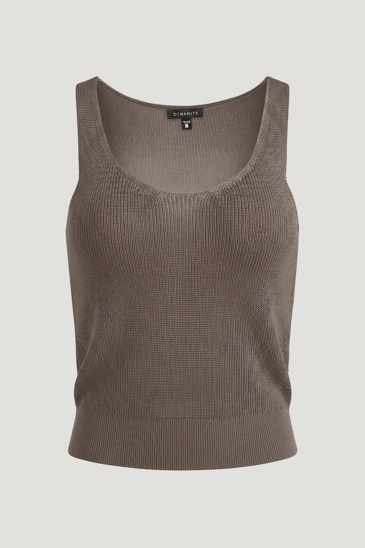 High Shine Sweater Tank Top Iron Taupe large