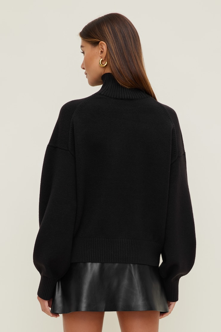 Stand Collar Sweater Jet Black large