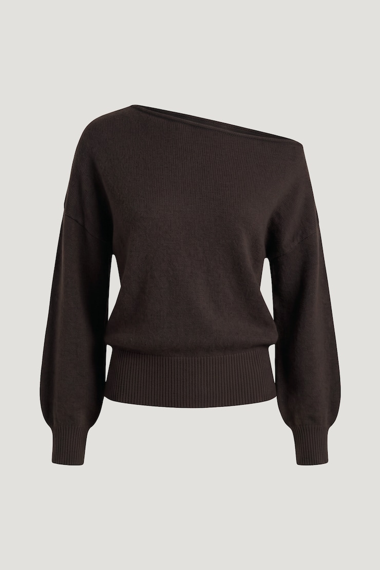 Lola Off Shoulder Sweater Java Brown large