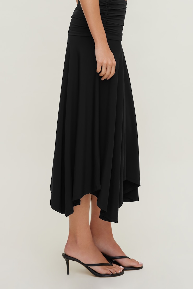 Sculpt Asymmetric Midi Skirt Jet Black large