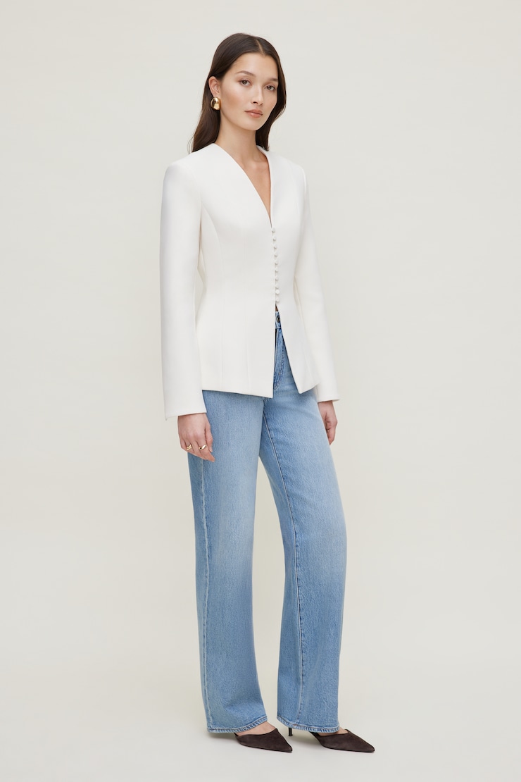 Plunge Small Button Blazer Sea Salt Off White large