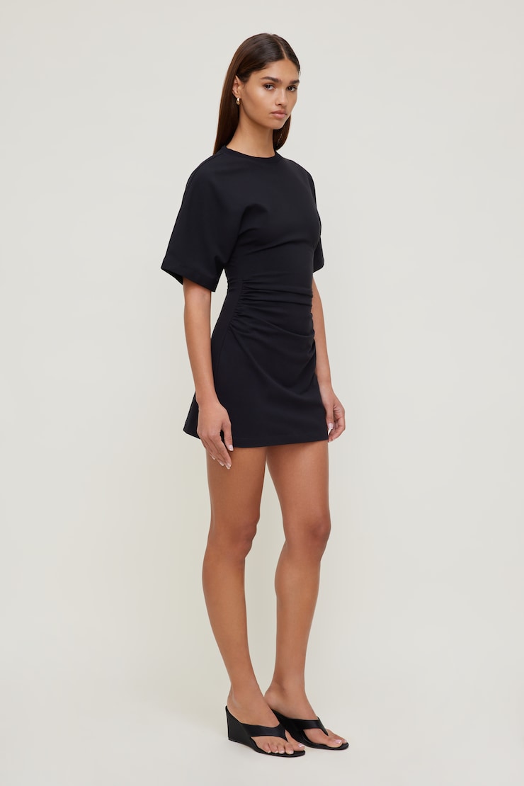 Andrea Cotton Mini Dress Jet Black large