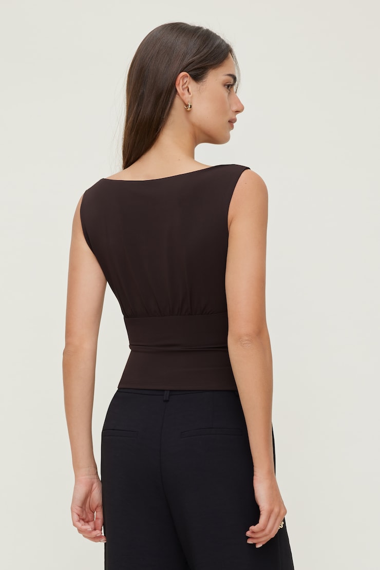 Sculpt Cinched Waist Top Java Brown large