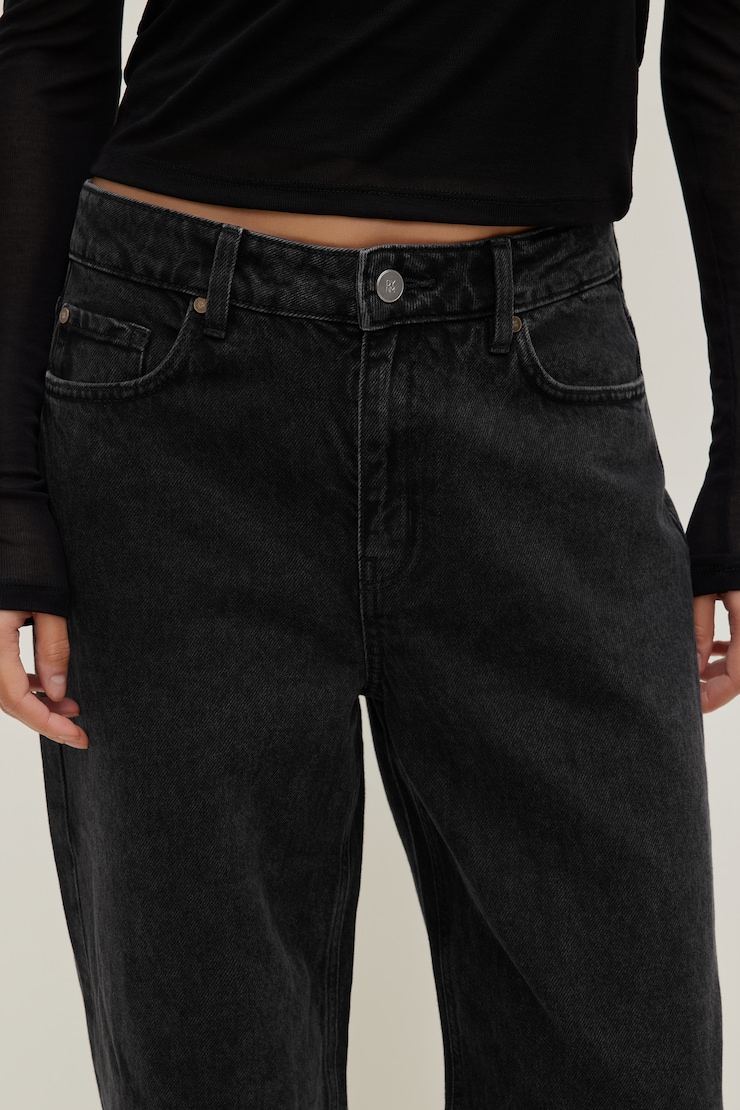 Mika Mid Rise Relaxed Straight Leg Jeans Nightfall Black large