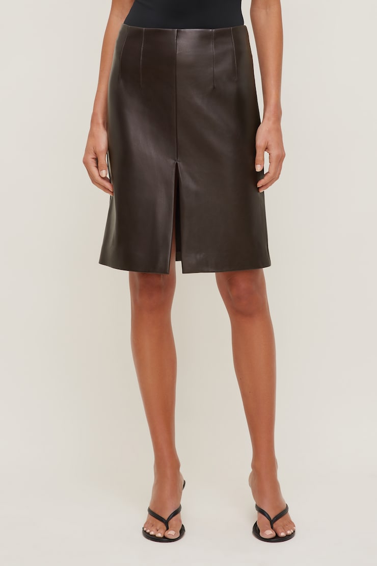 Faux Leather Midi Skirt French Mole Brown large