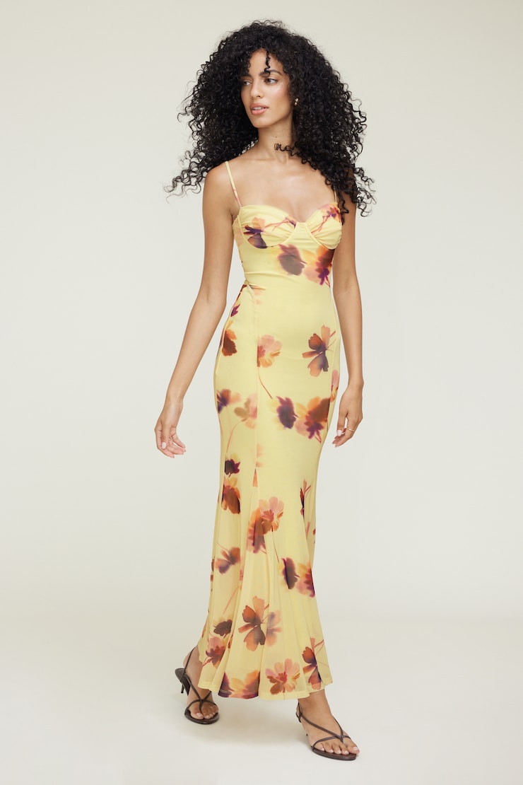 Monet Mesh Maxi Dress Golden Meadow Yellow large