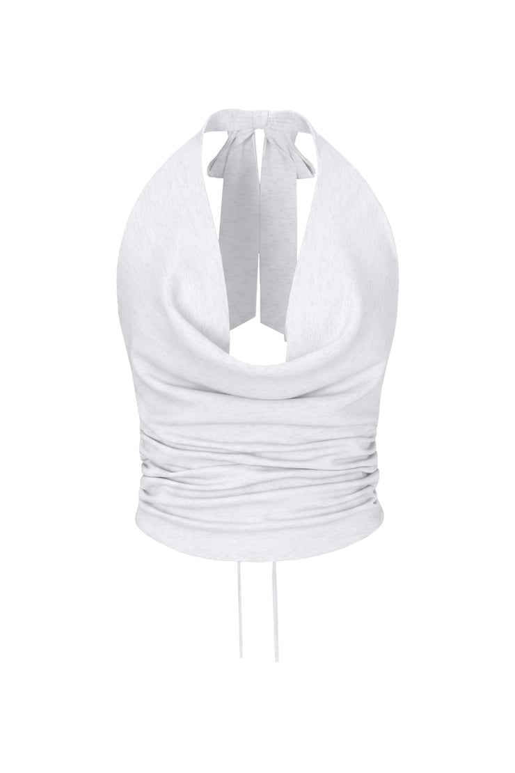 Smooth Open Back Cowl Top, Spring Grey Mix, large