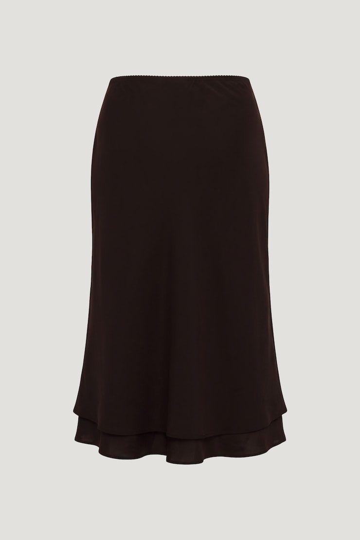 Georgette Satin Midi Skirt Cherry Lacquer Burgundy large