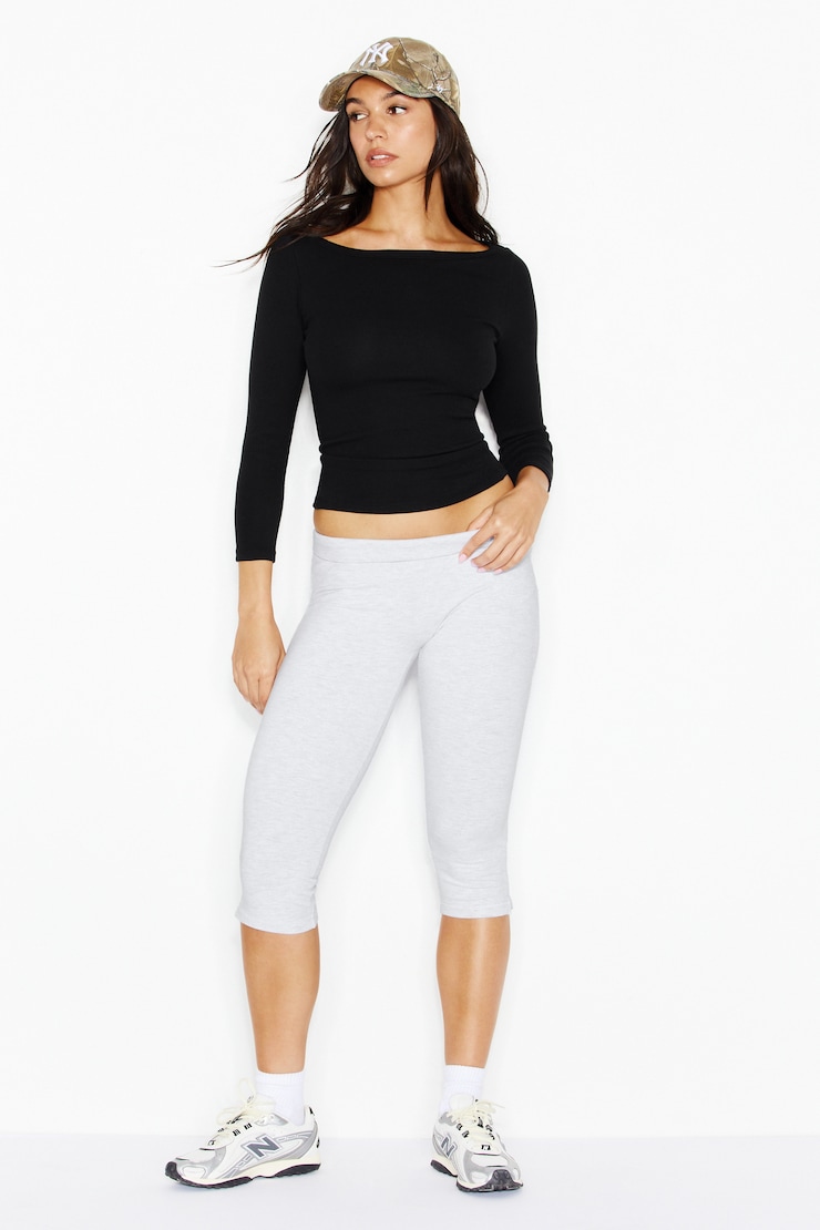 SnatchRib 3/4 Sleeve Top, Jet Black, large
