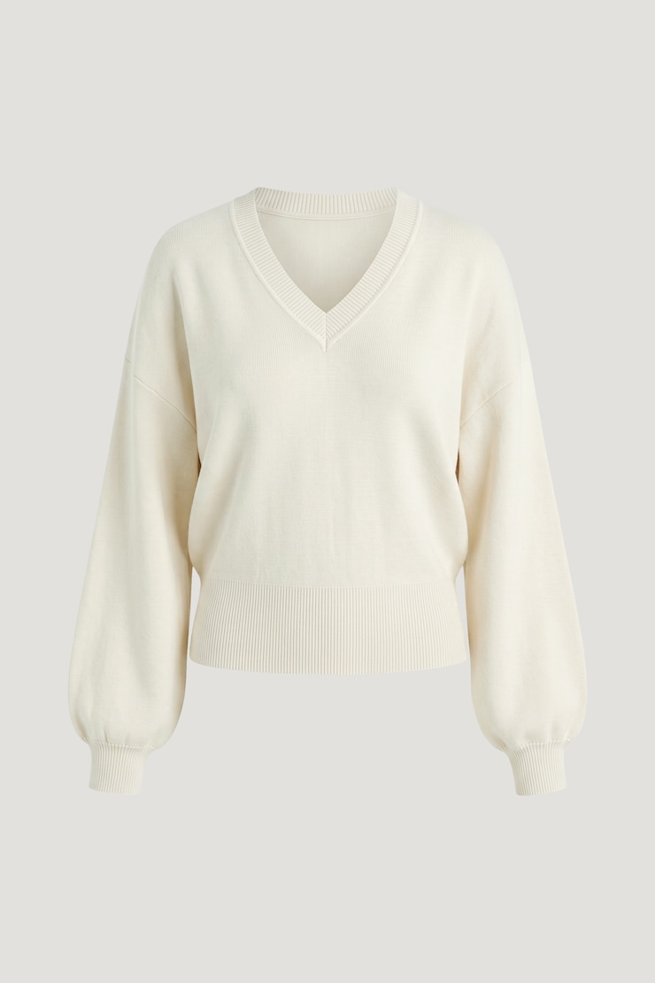 Cinched V Neck Sweater Snow White large