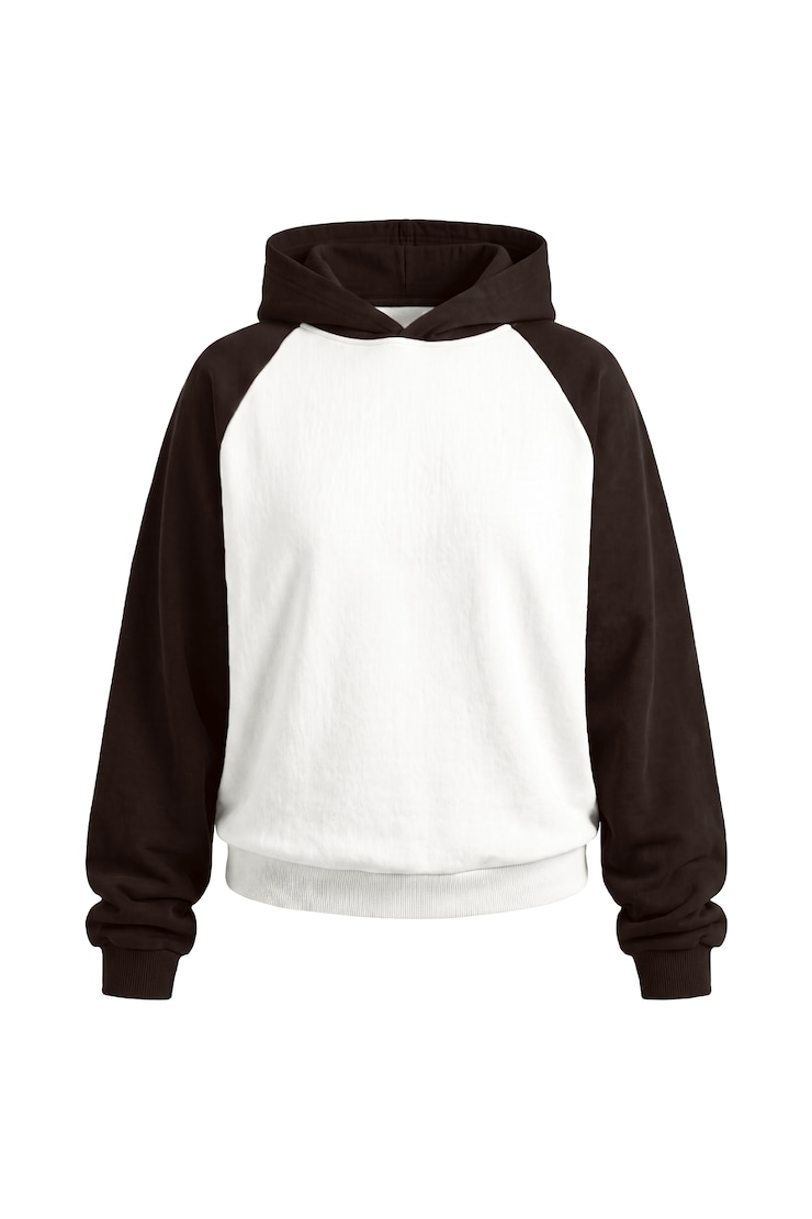 UltraFleece Raglan Hoodie, Snow White/Chocolate Brown, large