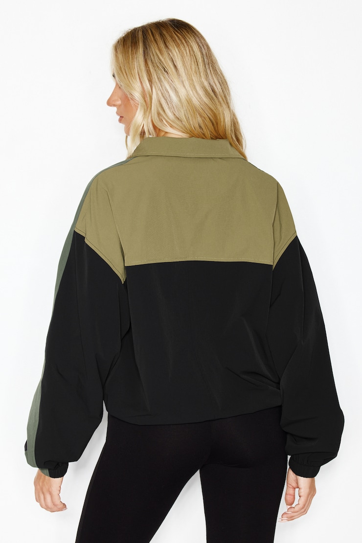 Nylon Anorak Jacket, Green Combo, large