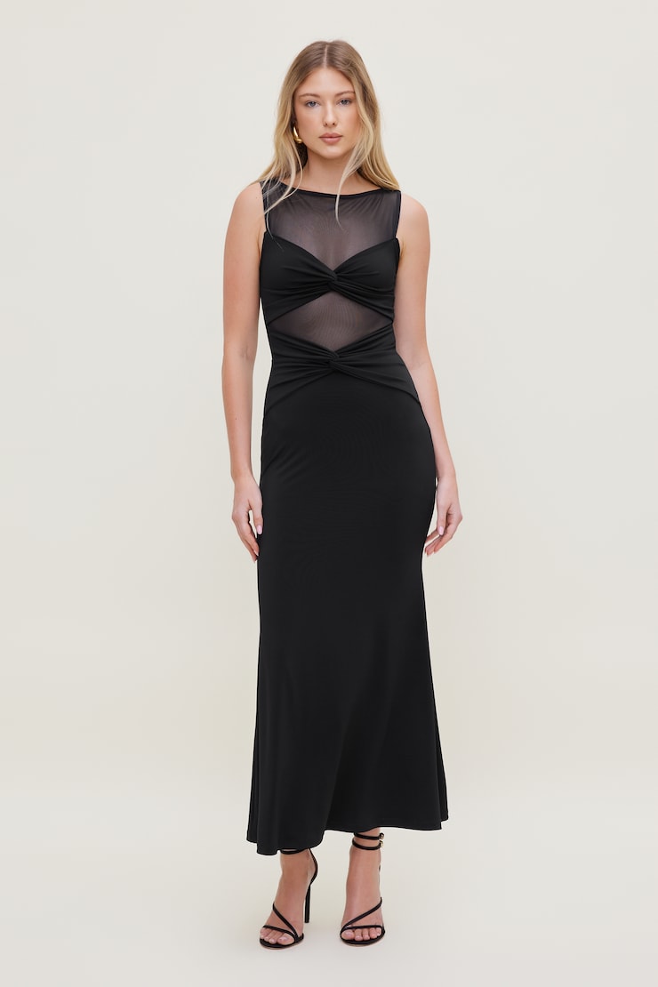 Robe maxi sculptante Julia Noir encre large