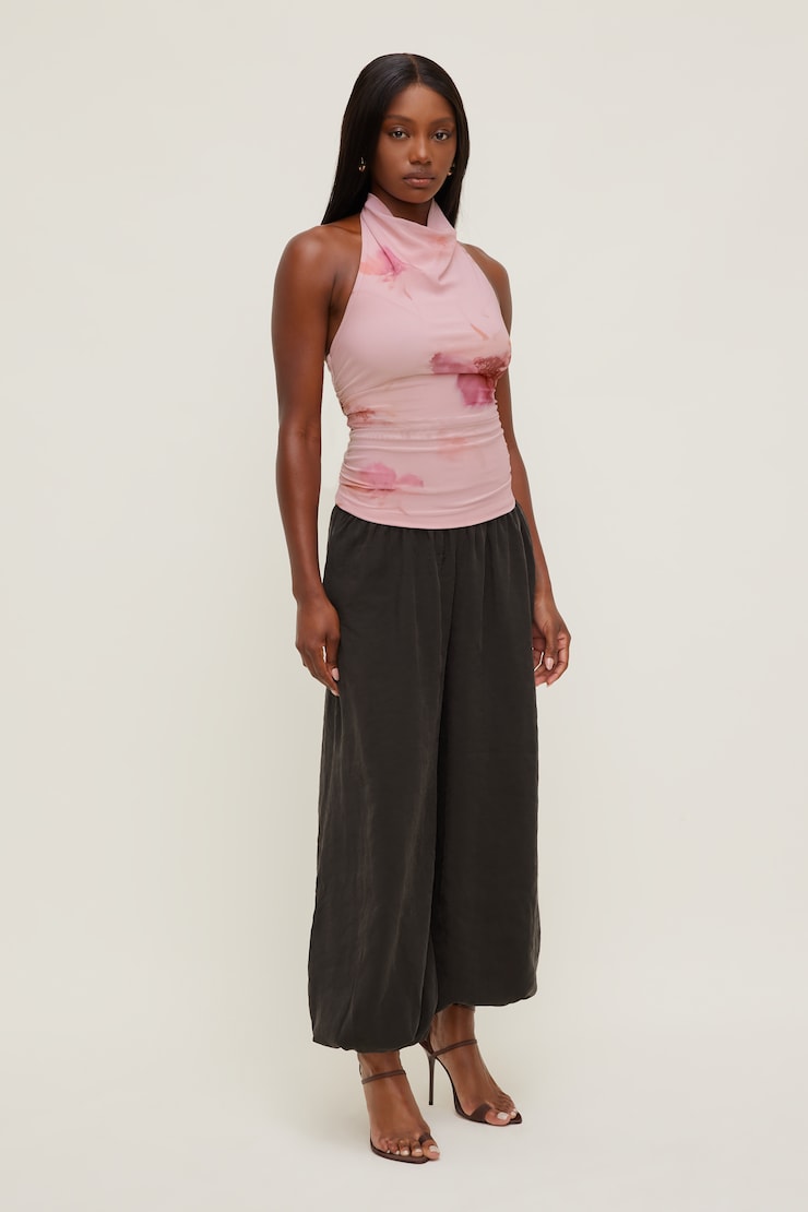 Bry Mesh Halter Top Floral Abstract Pink large