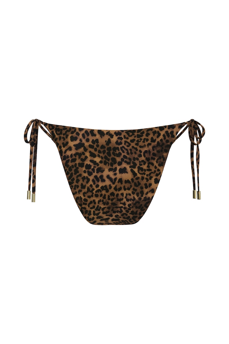 Cheeky Side Tie Bikini Bottom, Leopard/Armadillo Brown, large