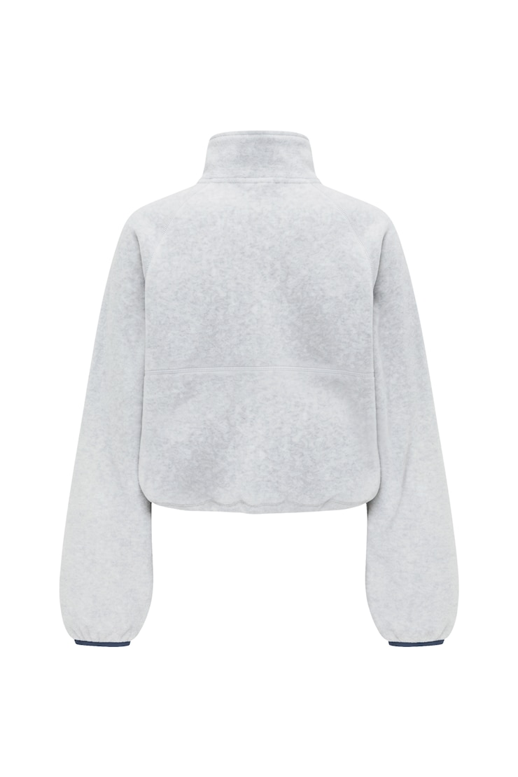 Half Zip Polar Fleece, Mid Grey Mix, large