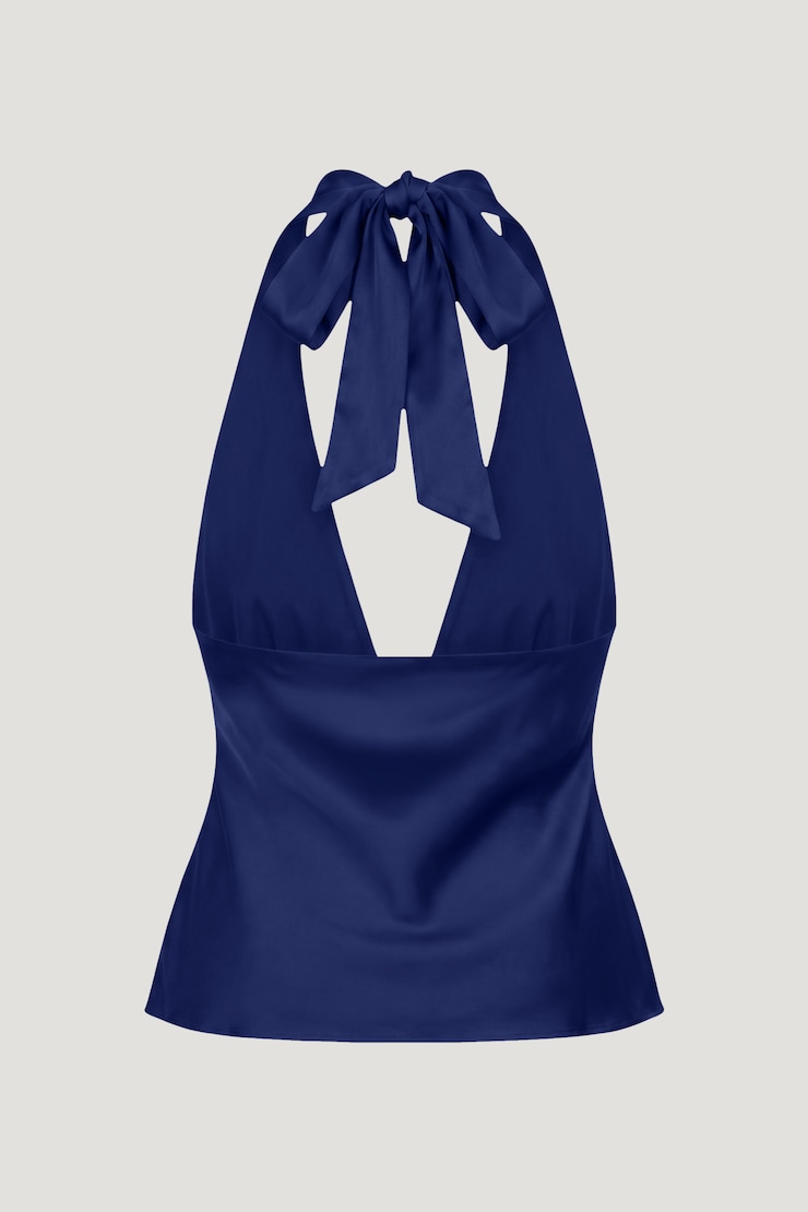Vea Satin Halter Top Mazarine Blue large