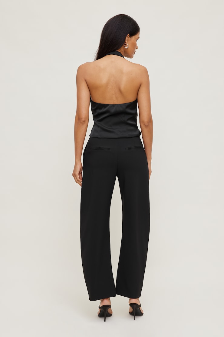 Fringe Satin Top Jet Black large