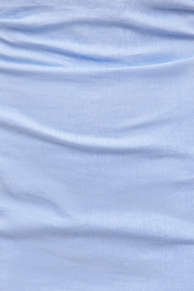 Linen Off Shoulder Mini Dress Blue Monday large