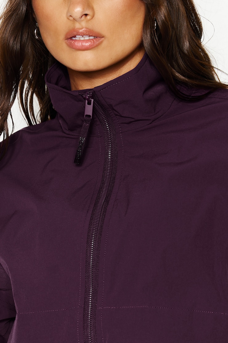 Long Water Repellent Windbreaker, Wild Berry Maroon, large