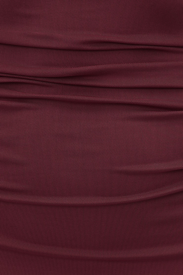 Kristina Mesh Maxi Dress Maroon Banner large