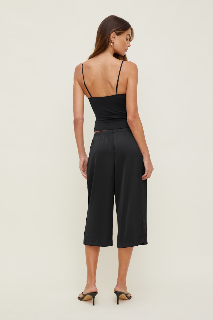 Leo Satin Capri Pants Jet Black large