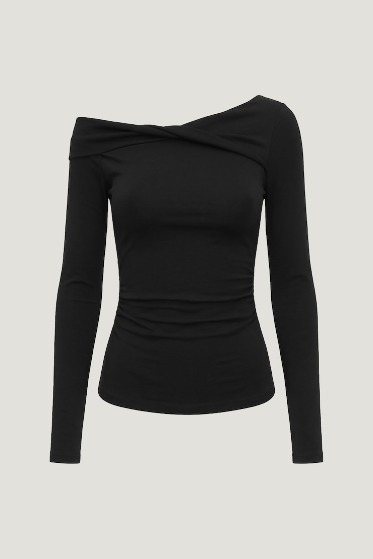 Twisted Long Sleeve Top Jet Black large