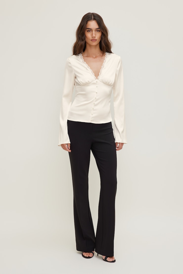 Satin Long Sleeve Blouse Sea Salt Cream large