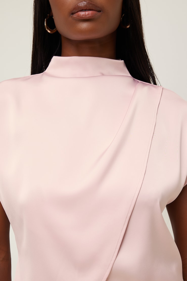 Ella Layered Satin Blouse Pale Lilac Pink large