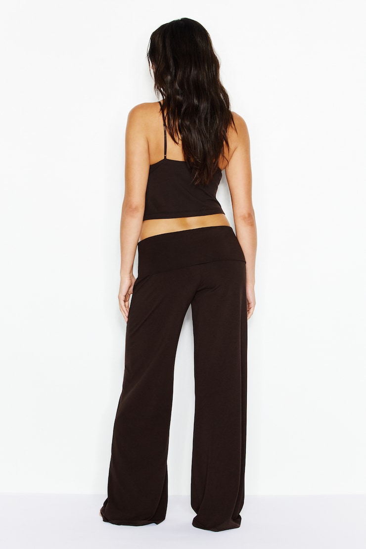 Modal Foldover Pants, Chocolate Mousse Brown, large