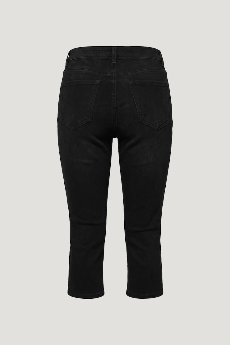 Stretch High Rise Slim Capri Jeans Dark Indigo / Smokey Black large