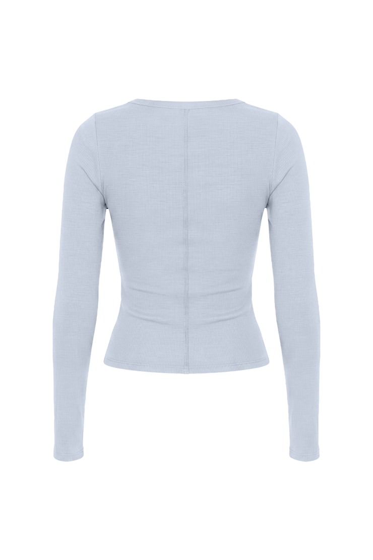 SnatchRib Scoop Neck Longsleeve Top, Blue Flirt, large