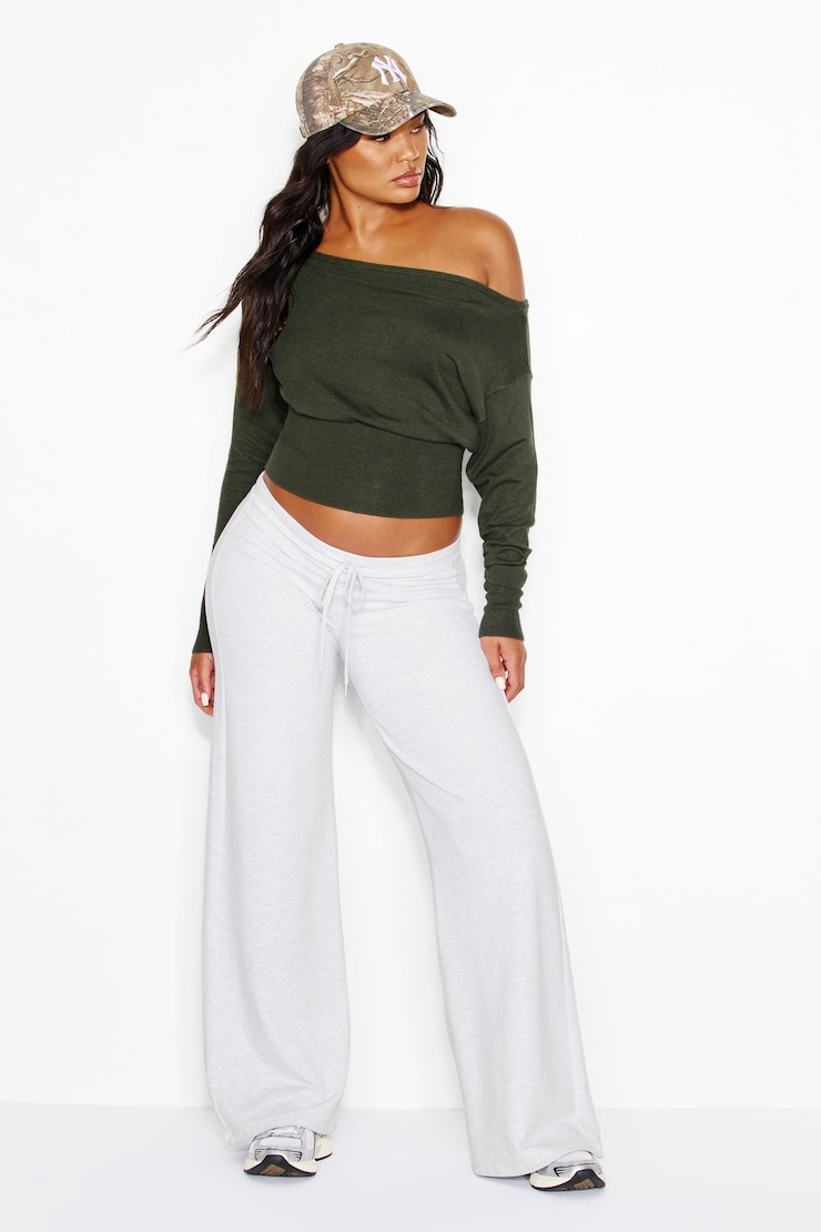 Off Shoulder Reset Long Sleeve Top, Olive Obsession, large